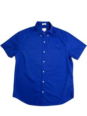 J. Crew Short-Sleeve Classic-Fit Button-Down Shirt in Cobalt Blue Size Medium